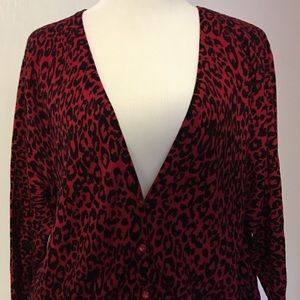 Torrid Retro Chic Red Leopard Cardigan Size 3 3X